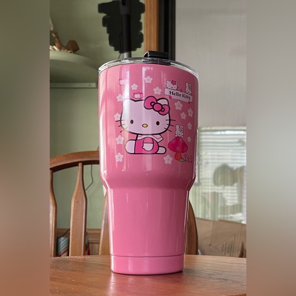 Hello Kitty - Insulated Tumbler/Cup w/ Lid **NO STRAW** - Pink w/Bunnies - Picture 1 of 9